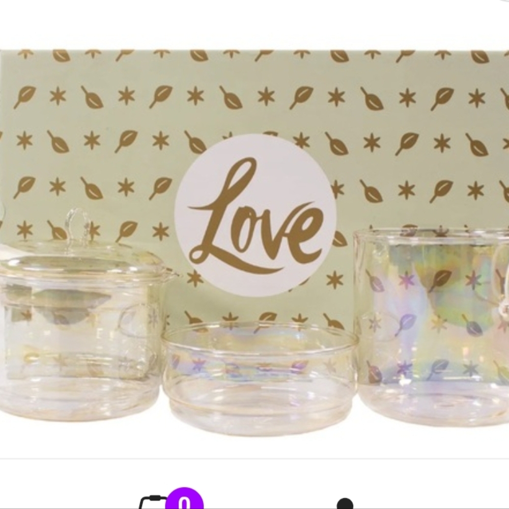 Anthropologie Iridescent Tea Set - New in‎ Box $48 Retail Spoon Not Included